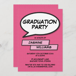 Invitation Fun Graduation Party Classe de 2022 Girly Pink
