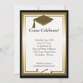 Invitation Fun Graduation Party Gold Photo personnalisée (Dos)