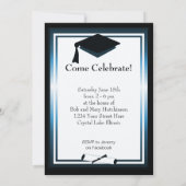 Invitation Fun Graduation Party Photo personnalisée Bleu (Dos)