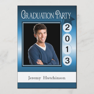 Invitation Fun Graduation Party Photo personnalisée Bleu