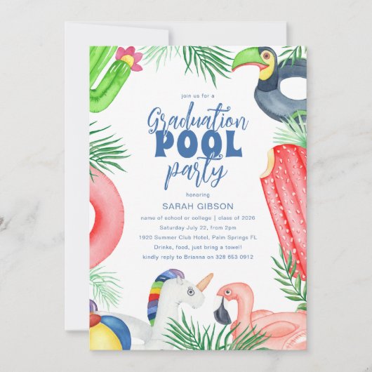 Invitation Fun Graduation Pool Party (Devant)
