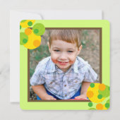 Invitation Fun Green Bubbly Dots Photo Boy 1er Anniversaire (Dos)