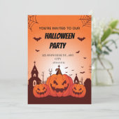 Invitation Fun Halloween Costume Party Invite Customizable  (Debout devant)