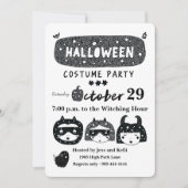 Invitation Fun halloween superhero costume soirée b&w (Devant)