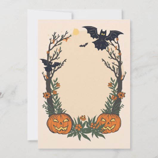 Invitation Fun Halloween with Pumpkins, Bats & Autumn Trees  (Dos)