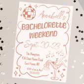 Invitation Fun Hand Drake Disco Bachelorette Party Week-end
