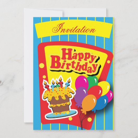 Invitation Fun Happy Birthday Party (Devant)