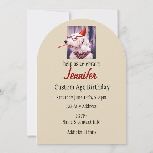 Invitation Fun Happy mignon chien Anniversaire Casquette de f (Dos)