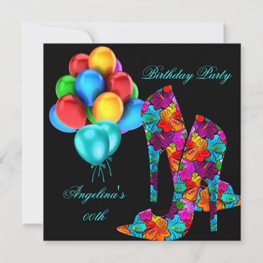 Invitation FUN High Heel Chaussures Balloons de fête d'annive (Devant)