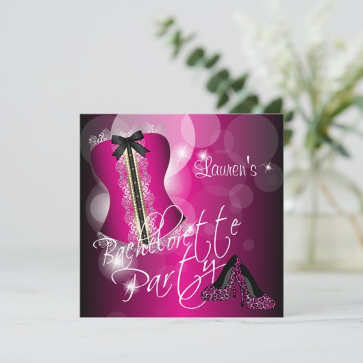 Invitation Fun Hot Rose Bachelortie (Debout devant)