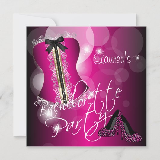Invitation Fun Hot Rose Bachelortie (Devant)