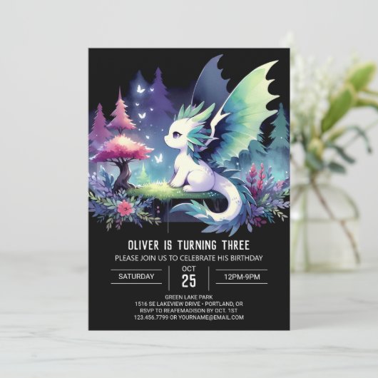 Invitation Fun Imaginaire Dragon Anniversaire (Debout devant)