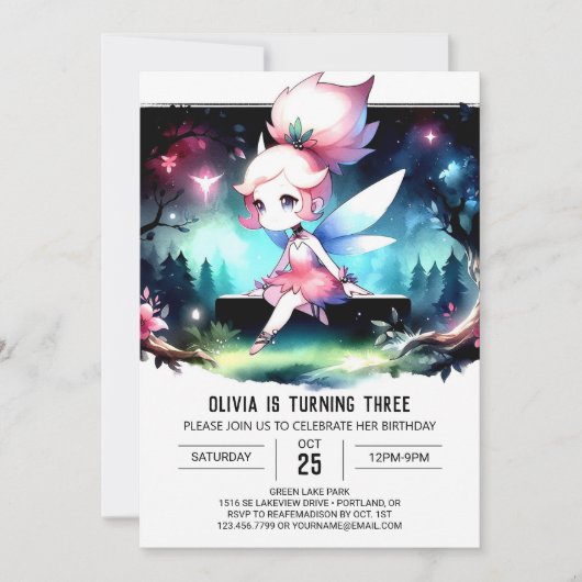 Invitation Fun Imaginaire Fairy Anniversaire (Devant)