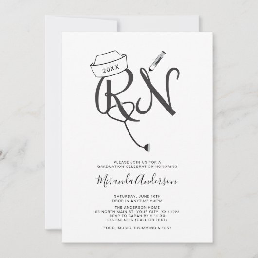 Invitation Fun infirmière de la RN célébration de la remise d (Devant)