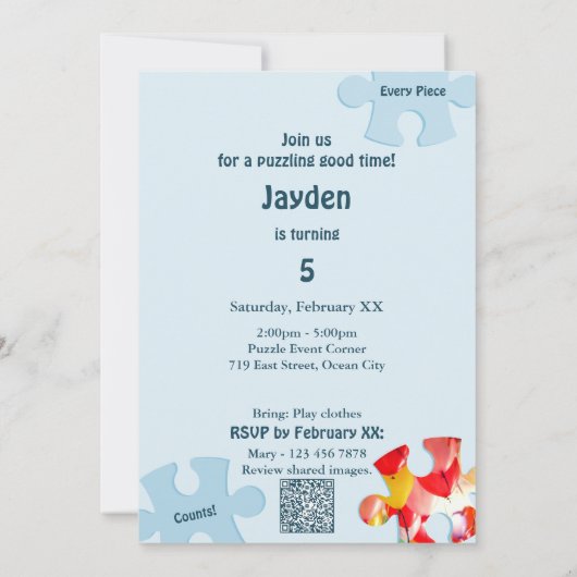 Invitation Fun Jigsaw Puzzle Themed Birthday 9pc Custom Photo (Dos)