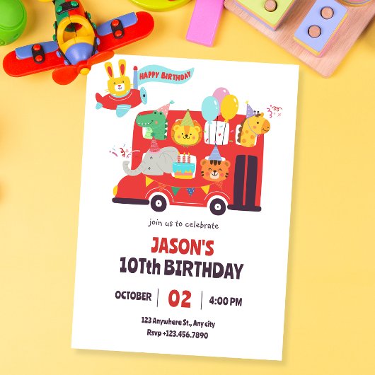 Invitation Fun kids animal fête