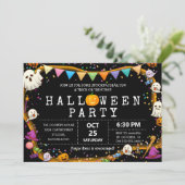 Invitation Fun Kids Coloré Halloween Party (Debout devant)