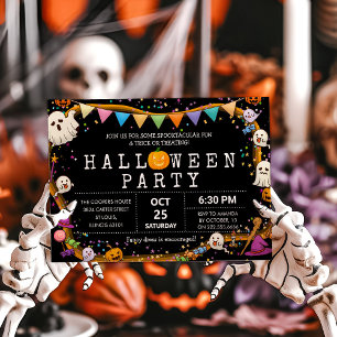 Invitation Fun Kids Coloré Halloween Party
