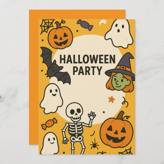 Invitation Fun Kids Halloween (Devant / Derrière)