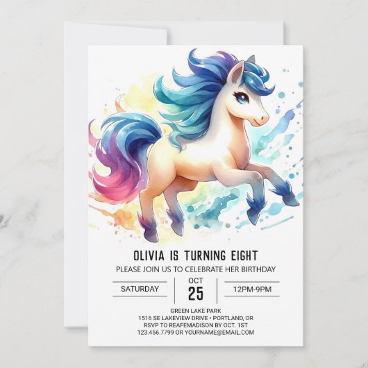 Invitation Fun Kids Horse Anniversaire (Devant)