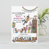 Invitation Fun Kids Party Celebration Personalized Birthday I (Debout devant)