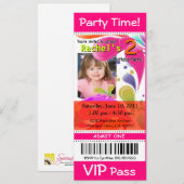 Invitation Fun Kids VIP Pass Événement Billet Photo Party fus (Devant / Derrière)