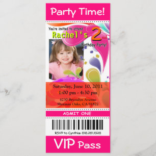 Invitation Fun Kids VIP Pass Événement Billet Photo Party fus