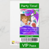 Invitation Fun Kids VIP Pass Événement Billet Photo Party (ve (Devant / Derrière)
