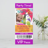 Invitation Fun Kids VIP Pass Événement Ticket Photo Party vio (Debout devant)