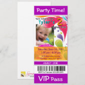 Invitation Fun Kids VIP Pass Événement Ticket Photo Party vio (Devant / Derrière)