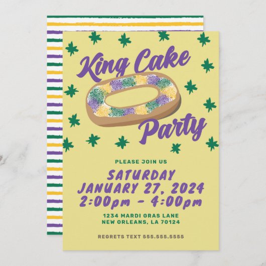 Invitation Fun King Cake Party (Devant / Derrière)