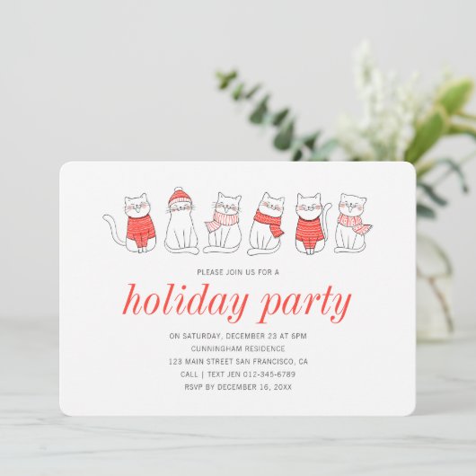 Invitation Fun Kitty Cat Party (Debout devant)