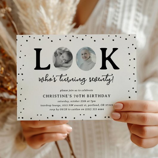 Invitation Fun Look's Who's 70' 2 x photo 70th Birthday