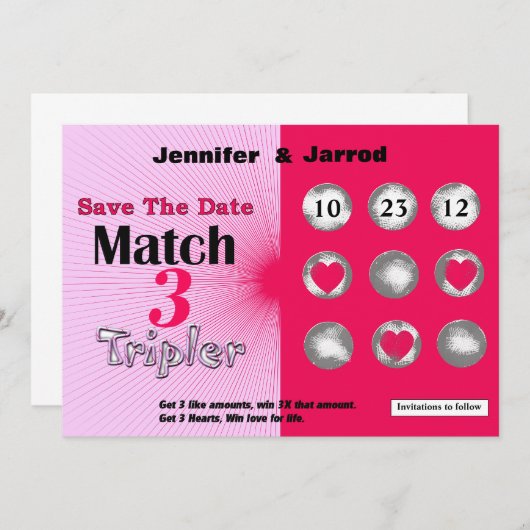 Invitation Fun Lotto Scratch Off Enregistrer la date annonce (Devant / Derrière)
