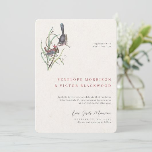 Invitation Fun Love Birds Wedding (Debout devant)