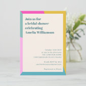 Invitation Fun lumineux coloré géométrique Fête des mariées u (Debout devant)