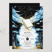 Invitation Fun Magic Library Storybook Anniversaire (Devant / Derrière)