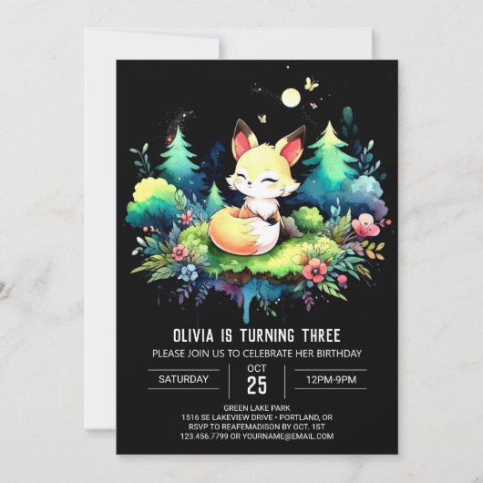 Invitation Fun Majestic Fox Anniversaire numérique (Devant)
