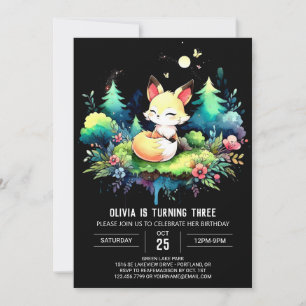 Invitation Fun Majestic Fox Anniversaire numérique