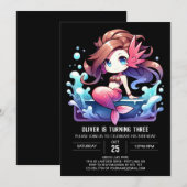 Invitation Fun Majestic Mermaid Birthday (Devant / Derrière)