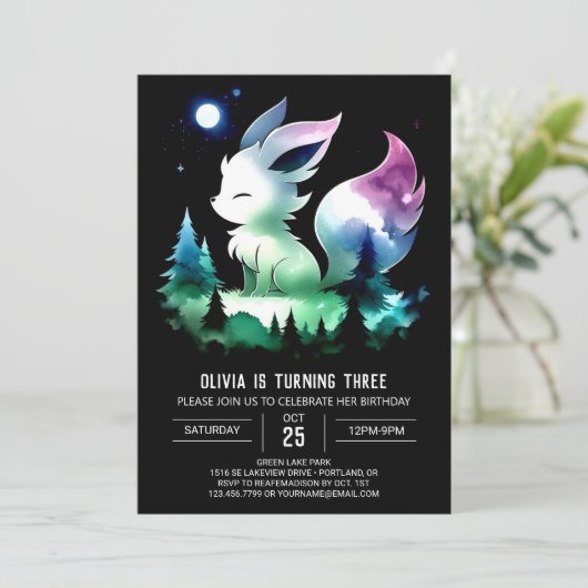 Invitation Fun Majestic Wolf Anniversaire (Debout devant)