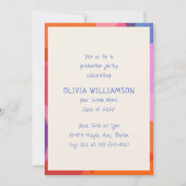 Invitation Fun manuscrit coloré moderne fête de graduation (Devant)