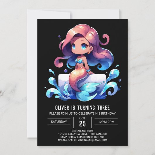 Invitation Fun Mermaid Anniversaire (Devant)