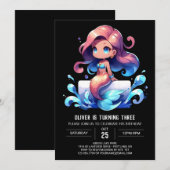 Invitation Fun Mermaid Anniversaire (Devant / Derrière)
