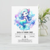 Invitation Fun Mermaid Anniversaire (Debout devant)