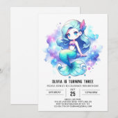 Invitation Fun Mermaid Anniversaire (Devant / Derrière)