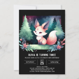 Invitation Fun Minimaliste Fox Anniversaire numérique