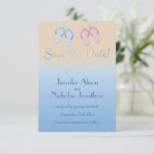 Invitation Fun Modern Beach Flip Flops Sandals Sauvegarder la (Debout devant)
