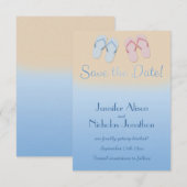Invitation Fun Modern Beach Flip Flops Sandals Sauvegarder la (Devant / Derrière)