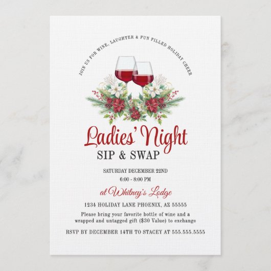 Invitation Fun Modern Christmas Sip & Swap Cocktail Party (Devant)